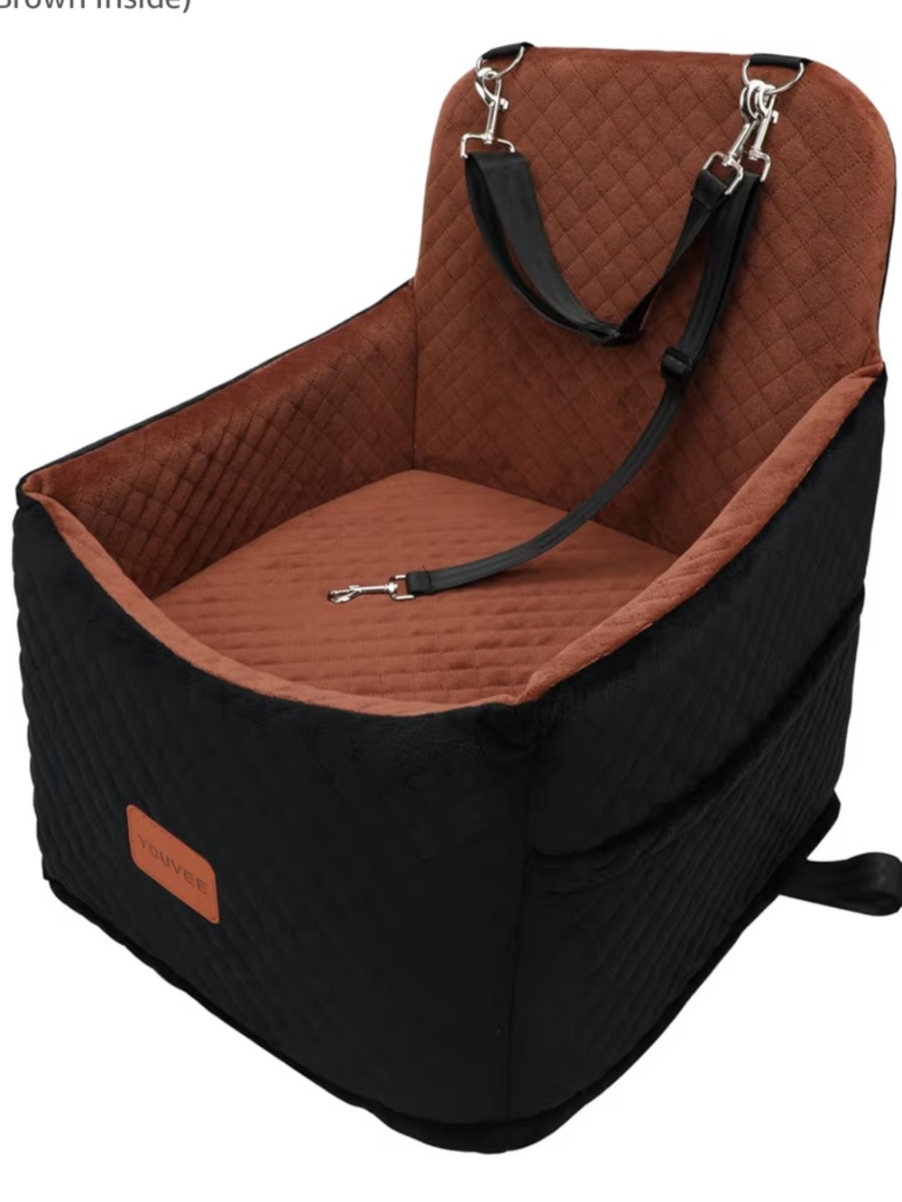 Black and brown plush dog booster travel car seat w/ extra high 6 “ cushion NEW